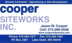 Construction Business Card- Cooper Siteworks Jason W Cooper 573-280-5048