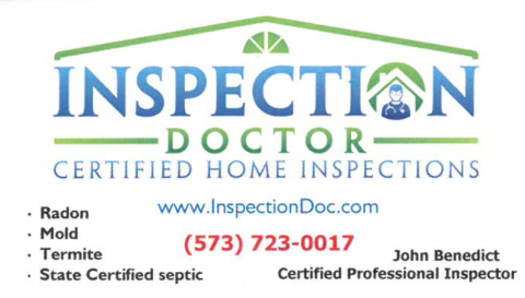 Home Inspection Business Card- Inspection Doctor 573-723-0017 John Benedict