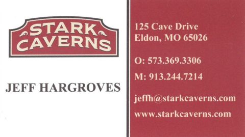 Stark Caverns Business Card- Jeff Hargroves- 573-369-3306 email jeffh@starkcaverns.com